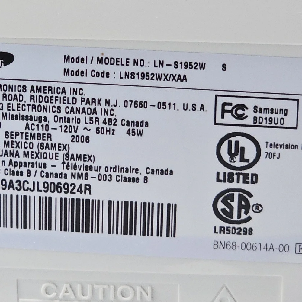 Samsung LN-S1952W 19